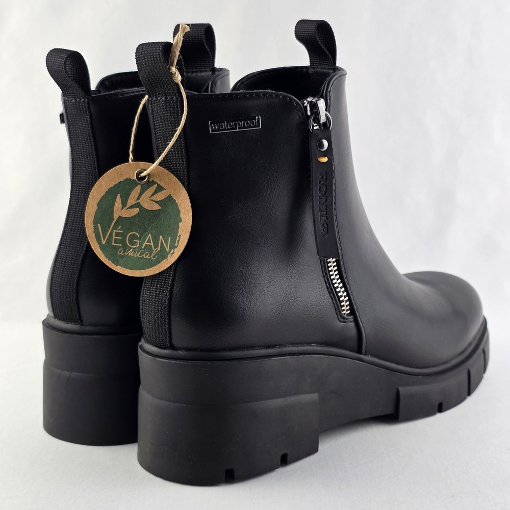 NWT Romika Women's Wilma 03 Waterproof Double Zip Black Ankle Boots 41 - Picture 5 of 16